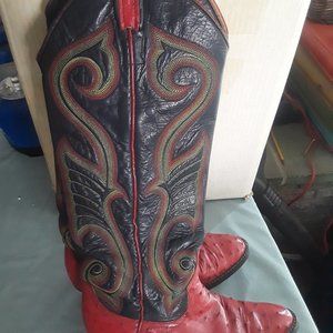 Western Boots Red Ostrich